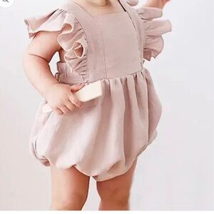 Ruffles balloon sleeve cotton romper